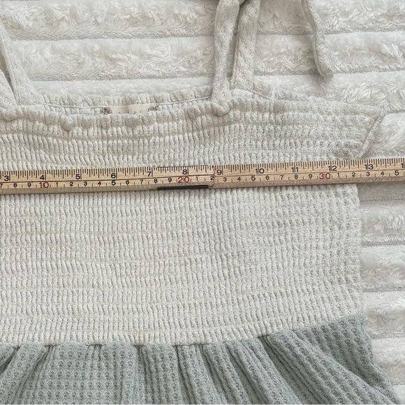 ALTAR’D STATE Colorblock Smocked Waffle Knit Tie Shoulder Babydoll Top Small - Picture 5 of 6